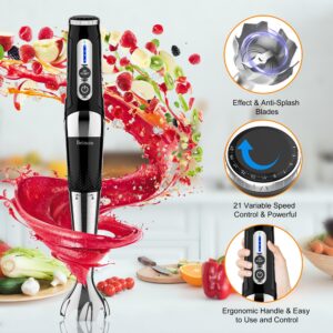 cordless immersion blender: cordless hand blender usb rechargeable, 21-speed & 3-angle adjustable with 304 stainless steel blades for milkshakes | smoothies | soup| puree | baby food (black)