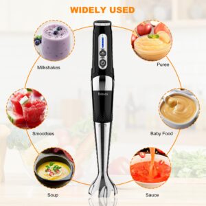 Cordless Immersion Blender: Cordless Hand Blender USB Rechargeable, 21-Speed & 3-Angle Adjustable with 304 Stainless Steel Blades for Milkshakes | Smoothies | Soup| Puree | Baby Food (Black)