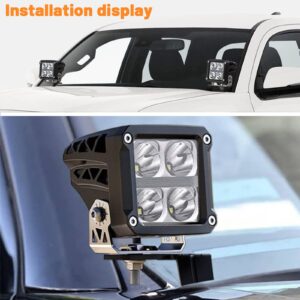 KEEGTBOX Hood Hinge Ditch LED Light Mount Bracket Kit Offroad Hood Pod Light Mount Brackets Compatible with Toyota Tacoma Truck 1995-2004 Accessories (95-04)