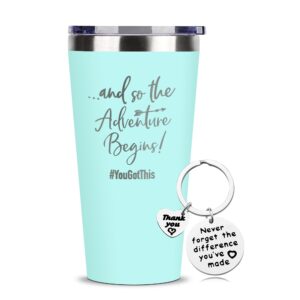 show-ya good luck gifts - congratulations gifts for women,new job gift for women,farewell going away gifts for friends coworker,and so the adventure begins you got this,16 oz tumbler