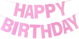 prestrung pink happy birthday banner - pink happy birthday sign garland bunting party banner, pink birthday decorations for girls & women