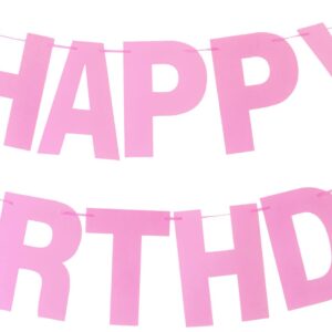 Prestrung Pink Happy Birthday Banner - Pink Happy Birthday Sign Garland Bunting Party Banner, Pink Birthday Decorations for Girls & Women