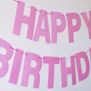 Prestrung Pink Happy Birthday Banner - Pink Happy Birthday Sign Garland Bunting Party Banner, Pink Birthday Decorations for Girls & Women