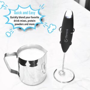 Elementi Milk Frother Wand & Matcha Mixer, Mini Electric Whisk for Coffee - Frother for Coffee - Milk Frother Handheld - Coffee Stirrers Electric Matcha Frother & Hand Whisk (Light Blue)