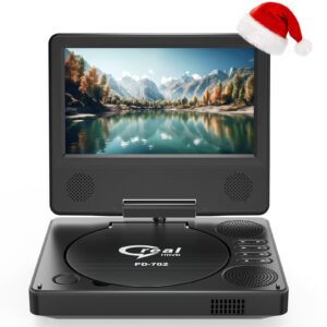 9.5" portable dvd player with 7.5" swivel display screen, 5-hour built-in rechargeable battery, car dvd player,supports sd card/usb/cd/dvd and multiple disc formats, high volume speaker,black……