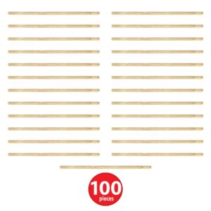 Beistle 100 Piece 0.25" x 8" Wooden Dowel Rods, DIYers Crafting Hardwood Sticks