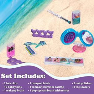 Townley Girl The Little Mermaid 11pc Makeup Filled Chain Bag with Peel-Off Nail Polish, Eyeshadow, Hair Accessories, Body Glitter & More| Makeup Kit for Kids & Girls| Ages 3+