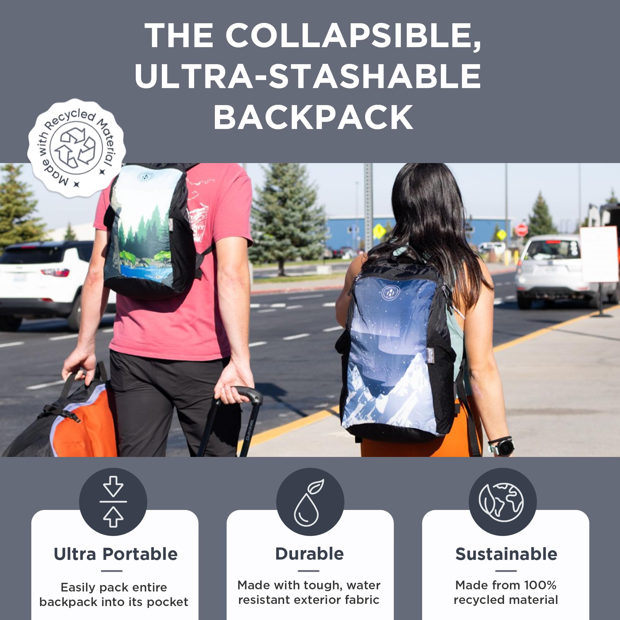 HYDAWAY Collapsible Backpack for Travel - 15L I Lightweight Packable Daypack for Backpacking, Work & Traveling I Adjustable, Foldable, Water Resistant Hiking Day Pack for Men, Women and Kids