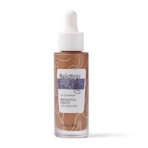 fieldtrip go sunwhere bronzing drops with malachite, clean, vegan & cruelty-free skincare, 1oz