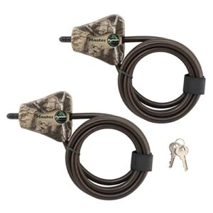 master lock cable lock, python adjustable keyed cable lock, 6 ft. long cable, 2 pack mossy oak country dna camouflage