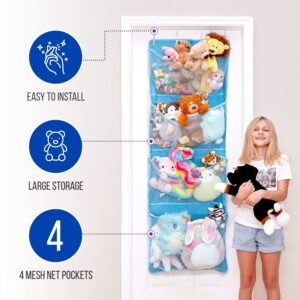 Lilly's Love Over Door Stuffed Animal Toy Storage Hanging Organizer | 4 Expandable Mesh Net Pockets, Stores Loads of Plush Toys | Large Plushie Display for Boys, Girls | 2 Pack, Black (65" x 23")