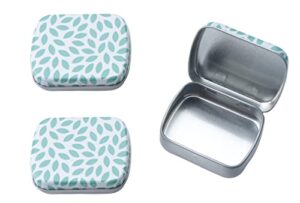 ruwado 4 pcs small storage box metal 6 x 5 x 1.5 cm rectangle empty hinged tins with lid organizers containers for earring crafting jewely pills home hooks small items (leaves)