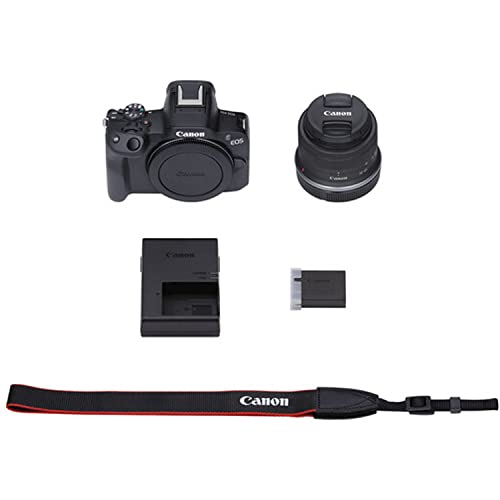 Canon EOS R50 Mirrorless Digital Camera with RF-S 18-45mm f/4.5-6.3 is STM Lens + 75-300mm F/4-5.6 III Lens + 50mm f/1.8 STM Lens + 128GB Memory + Case + Tripod + Filters (43pc Bundle)