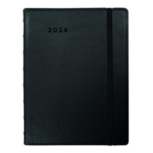 filofax weekly planner, 12 months, january to december, 2024, twin-wire binding, bilingual, 8.25" x 5.75", black (c1851401-24)