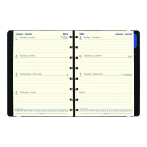 Filofax Weekly Planner, 12 Months, January to December, 2024, Twin-Wire Binding, Bilingual, 8.25" x 5.75", Black (C1851401-24)