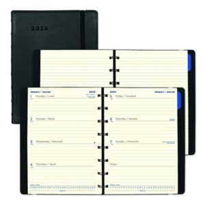 Filofax Weekly Planner, 12 Months, January to December, 2024, Twin-Wire Binding, Bilingual, 8.25" x 5.75", Black (C1851401-24)