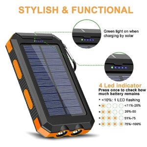 Solar Charger, 38800mAh Portable Solar Power Bank for All Cellphones, Waterproof Battery Pack, Outdoor External Backup Power Charger Dual USB 5V Outputs/LED Flashlights, Perfect for Camping Travel