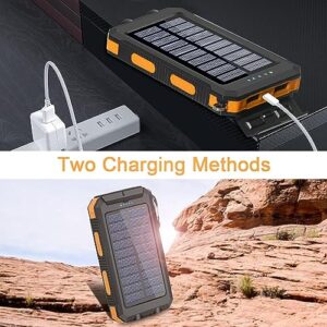 Solar Charger, 38800mAh Portable Solar Power Bank for All Cellphones, Waterproof Battery Pack, Outdoor External Backup Power Charger Dual USB 5V Outputs/LED Flashlights, Perfect for Camping Travel