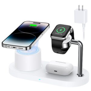 3 in 1 magnetic charging station for apple - wireless charger stand for iphone 12 13 14 15 pro max & apple watch & airpods
