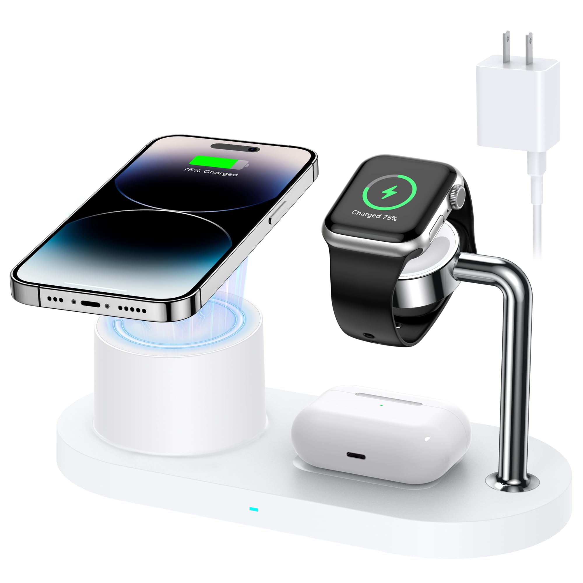 3 in 1 Magnetic Charging Station for Apple - Wireless Charger Stand for iPhone 12 13 14 15 Pro Max & Apple Watch & Airpods