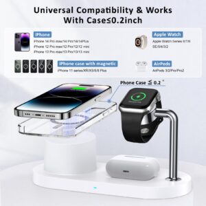 3 in 1 Magnetic Charging Station for Apple - Wireless Charger Stand for iPhone 12 13 14 15 Pro Max & Apple Watch & Airpods