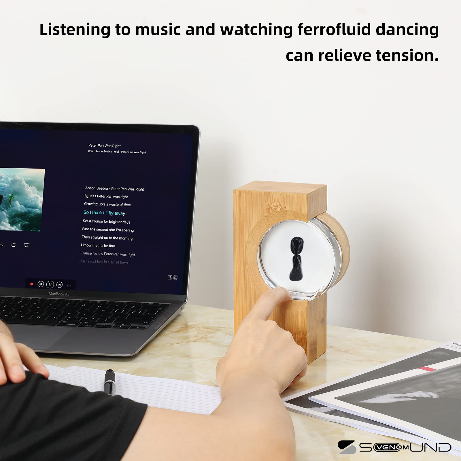 sovenomund Dancing Ferrofluid with Music Rhythm, Ferrofluid Speaker Music Mate, Symbiote in a Bottle, Ferrofluid Display Lamp, Magnet Liquid Toy, Desktop Decor, Teenager Gifts