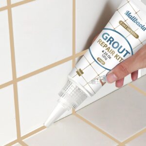 mallbaola tile grout repair kit, 2 pack beige grout filler tube, grout paint for bathroom shower kitchen floor tile, tile grout sealer for restore and renew tile line, gaps, grout pen(beige, 8.47 oz)