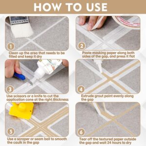 Mallbaola Tile Grout Repair Kit, 2 Pack Beige Grout Filler Tube, Grout Paint for Bathroom Shower Kitchen Floor Tile, Tile Grout Sealer for Restore and Renew Tile Line, Gaps, Grout Pen(Beige, 8.47 oz)