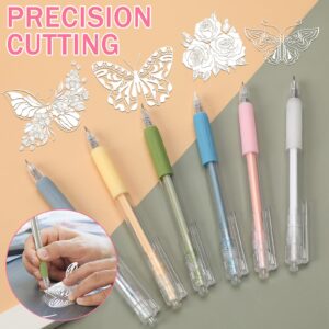 SEPGLITTER Craft Cutting Tools, 25 Pcs Pen Cutter Tools with Mini Sharpener Utility Students Paper Cutting Retractable Carving Pen with Tungsten Steel and Ceramic Cutter Head Refills