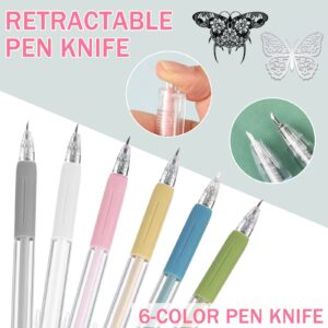 SEPGLITTER Craft Cutting Tools, 25 Pcs Pen Cutter Tools with Mini Sharpener Utility Students Paper Cutting Retractable Carving Pen with Tungsten Steel and Ceramic Cutter Head Refills