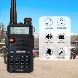 BAOFENG UV-5R Radio 2Pack(VHF & UHF), Long Range Handheld Ham Radio with 4 Rechargeable 1800mAh Battery, Radio with Earpiece and Programming Cable