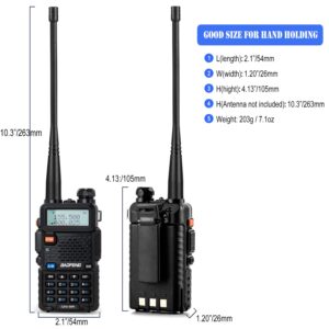 BAOFENG UV-5R Radio 2Pack(VHF & UHF), Long Range Handheld Ham Radio with 4 Rechargeable 1800mAh Battery, Radio with Earpiece and Programming Cable