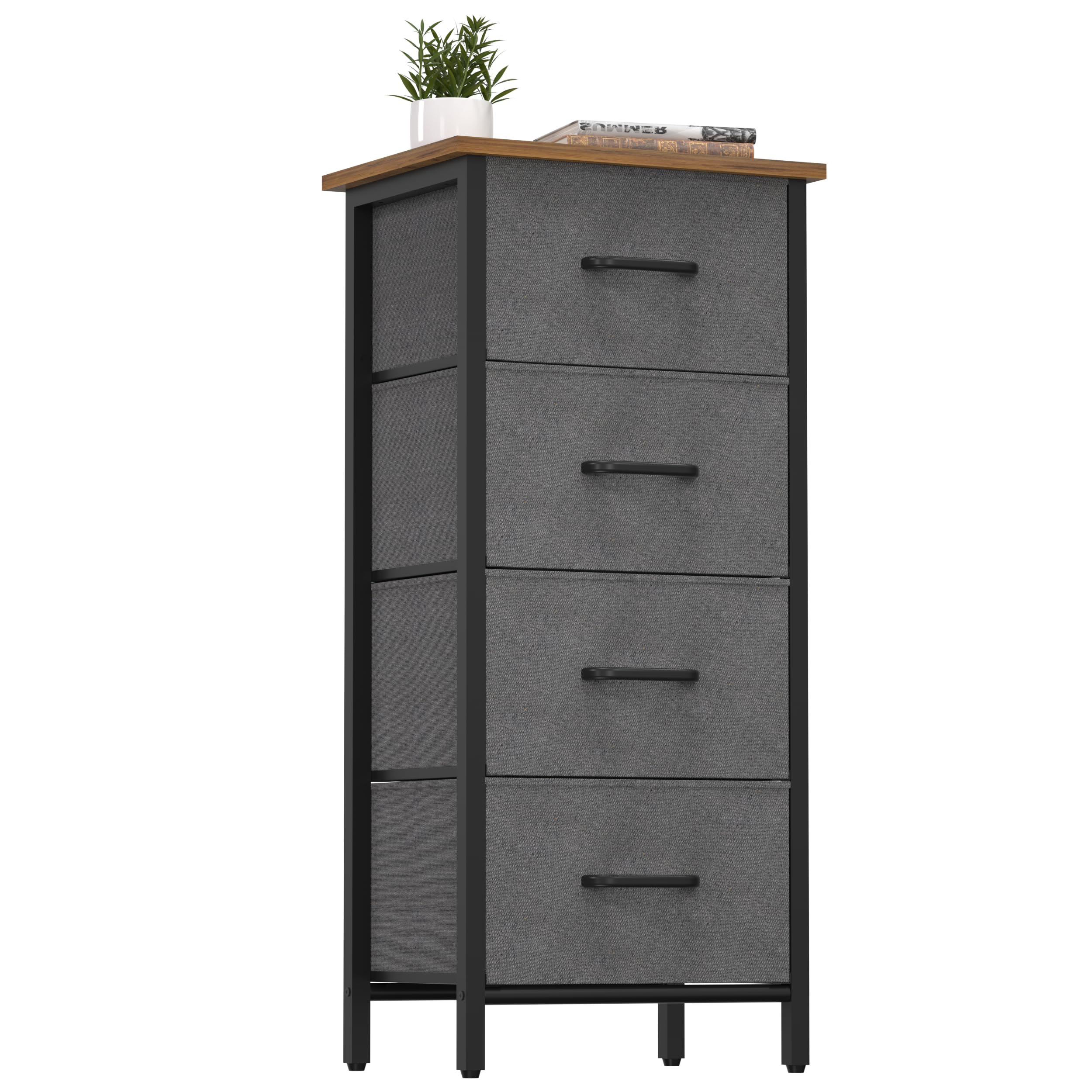 Yoobure Tall Fabric Drawer Dresser - 4 Storage Unit for Bedroom, Small Vertical Chest of Drawers for Closet, Living Room, Hallway and Entryway