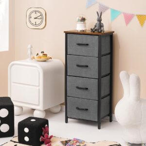 Yoobure Tall Fabric Drawer Dresser - 4 Storage Unit for Bedroom, Small Vertical Chest of Drawers for Closet, Living Room, Hallway and Entryway