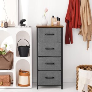 Yoobure Tall Fabric Drawer Dresser - 4 Storage Unit for Bedroom, Small Vertical Chest of Drawers for Closet, Living Room, Hallway and Entryway