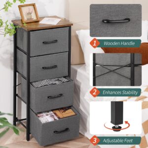 Yoobure Tall Fabric Drawer Dresser - 4 Storage Unit for Bedroom, Small Vertical Chest of Drawers for Closet, Living Room, Hallway and Entryway