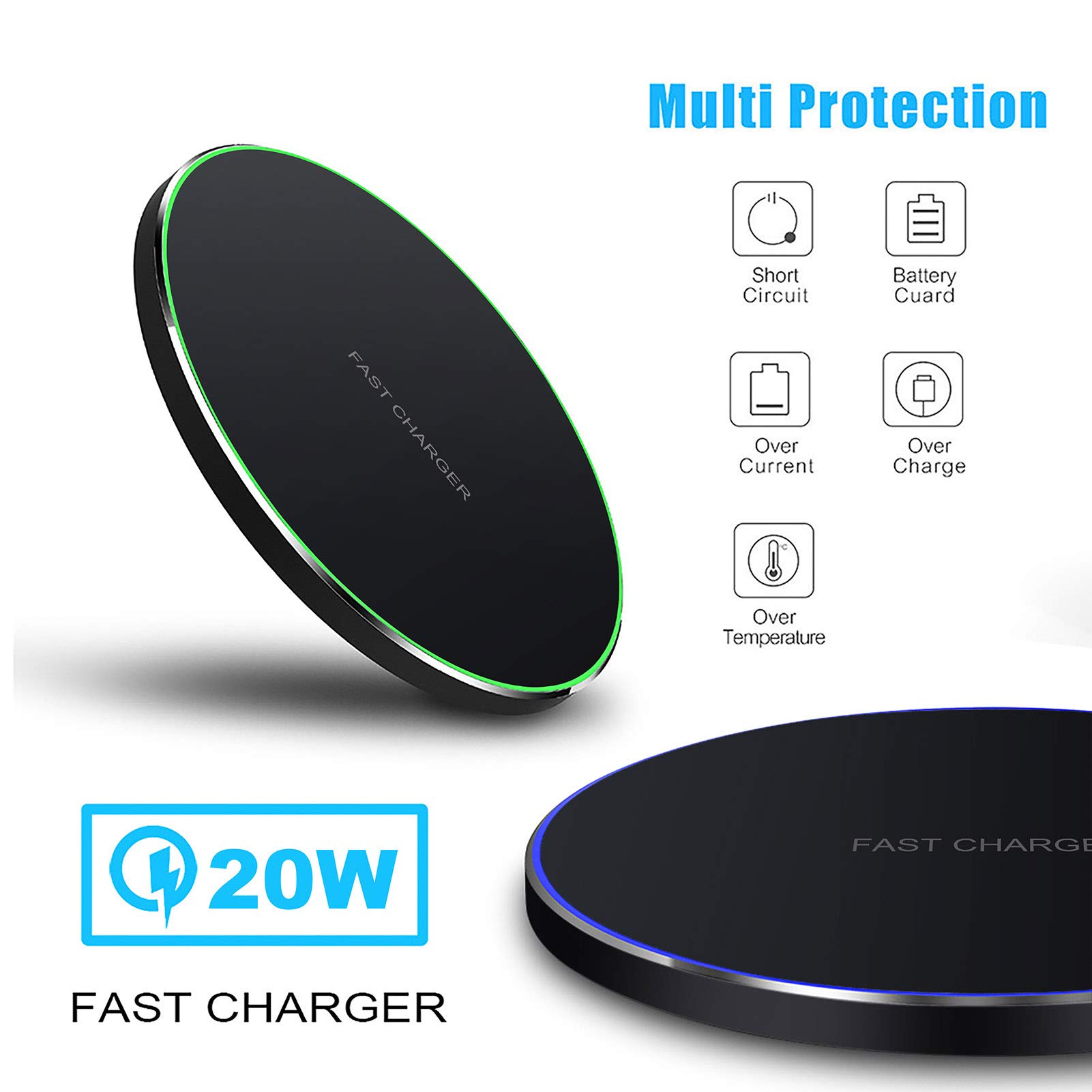 20W Fast Wireless Charger Pad,Wireless Phone Charging Station Compatible with iPhone 14/15/13/12/11/SE/X/AirPods,Fast Charge for Samsung Galaxy S23/S22/S21/S20/Note 20/Buds/Buds +,Pixel,LG G8/7