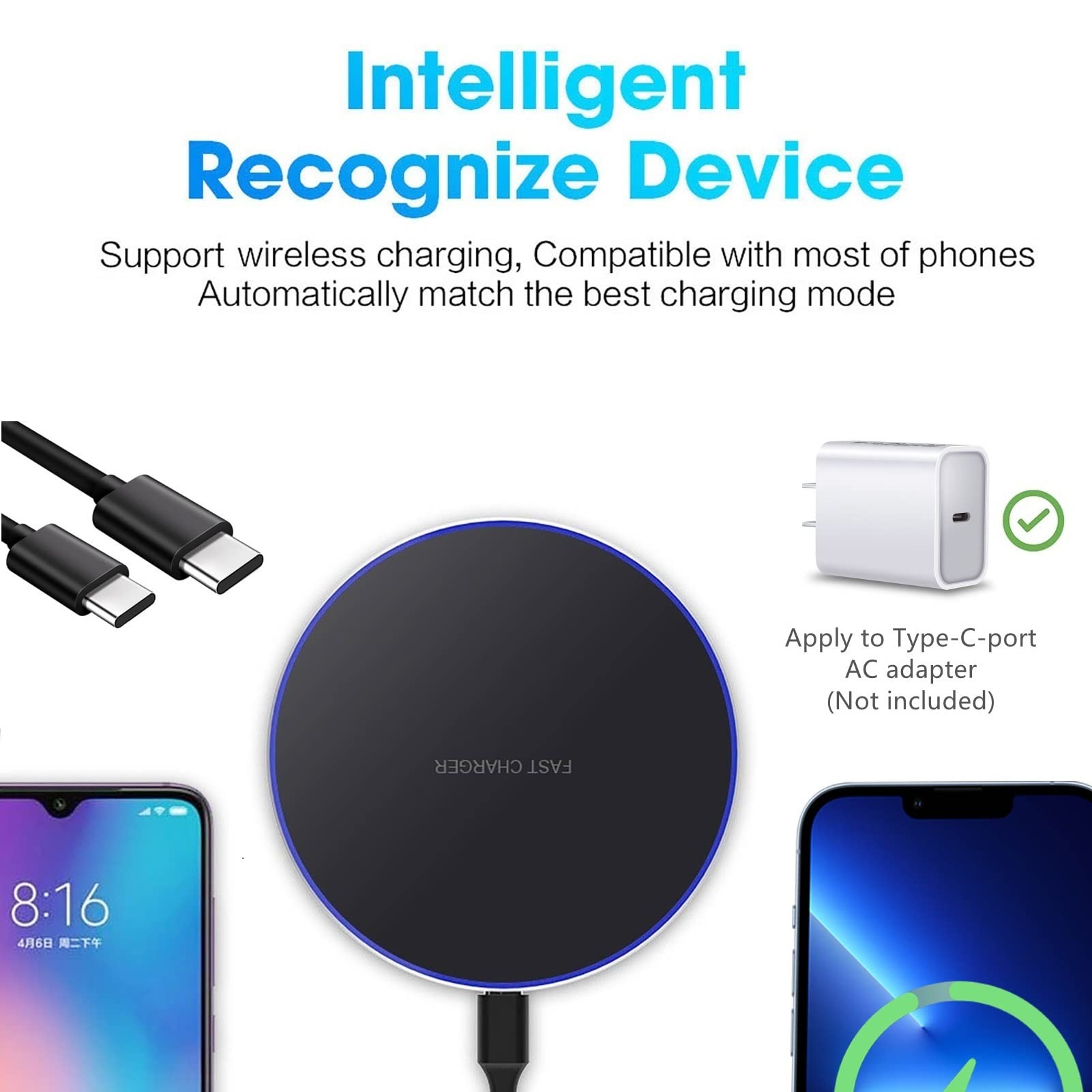 20W Fast Wireless Charger Pad,Wireless Phone Charging Station Compatible with iPhone 14/15/13/12/11/SE/X/AirPods,Fast Charge for Samsung Galaxy S23/S22/S21/S20/Note 20/Buds/Buds +,Pixel,LG G8/7