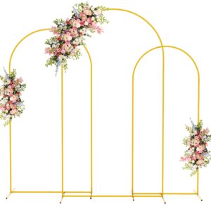 fomcet metal arch backdrop stand set of 3 gold wedding arch stand 7.2ft & 6.6ft & 6ft arched backdrop frame for birthday party baby shower graduation ceremony decoration