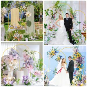 Fomcet Metal Arch Backdrop Stand Set of 3 Gold Wedding Arch Stand 7.2FT & 6.6FT & 6FT Arched Backdrop Frame for Birthday Party Baby Shower Graduation Ceremony Decoration