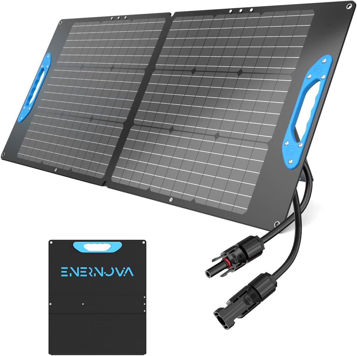 ENERNOVA 100W Portable Solar Panel for Solar Generator, IP68 Waterproof, Foldable Solar Charger with Female and Male Connectors, High-Efficiency Battery Charger for Outdoor Camping Van RV Trip