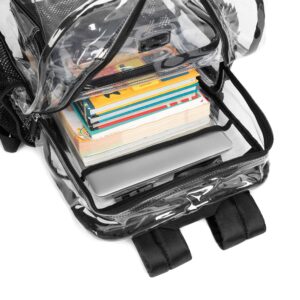 J.CARP Clear Bag Heavy Duty Backpack Durable Transparent See Through Bag (Large, Black)