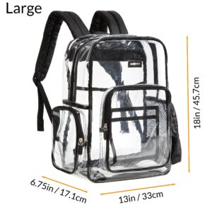 J.CARP Clear Bag Heavy Duty Backpack Durable Transparent See Through Bag (Large, Black)