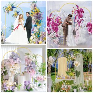 Wokceer Wedding Arch Backdrop Stand 7.2FT, 6.6FT, 6FT Set of 3 Gold Metal Arch Backdrop Stand for Wedding Ceremony Baby Shower Birthday Party Garden Floral Balloon Arch Decoration