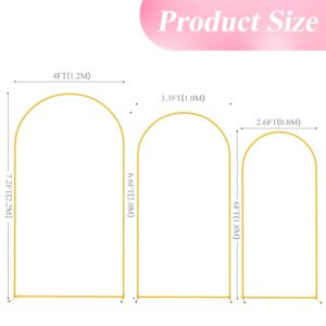 Wokceer Wedding Arch Backdrop Stand 7.2FT, 6.6FT, 6FT Set of 3 Gold Metal Arch Backdrop Stand for Wedding Ceremony Baby Shower Birthday Party Garden Floral Balloon Arch Decoration