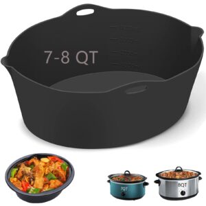 horuhue silicone liners fit for crock pots/slow cookers 7-8 quart, slow cooker divider insert compatible for crockpot liner, reusable/bpa free/leakproof/cooking accessories for oval crockpots