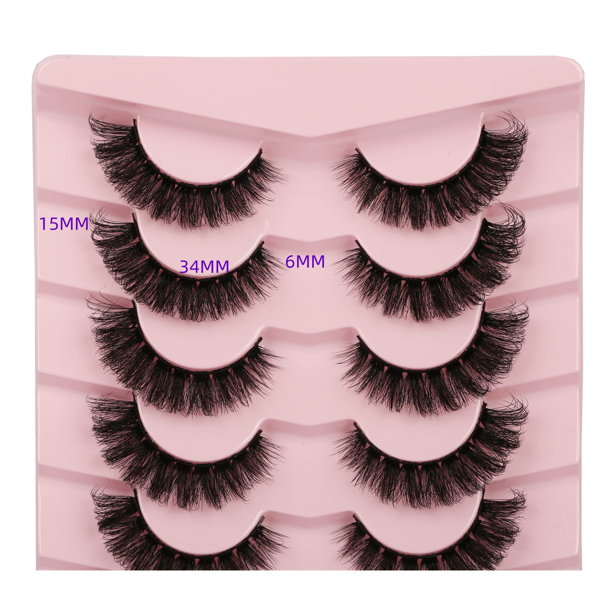 Gmagictobo False Eyelashes Cat Eye Fluffy 3D Mink Lashes Dramatic Volume D Curl Russian Strip Lashes Pack Wispy Fake Eyelashes 8 Pairs