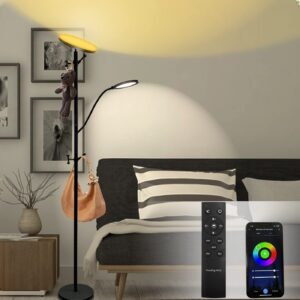 RGB Smart Floor Lamp , living room lamp,clothes and hat lamp, LED floor lamp Sky Main Light and Side Reading Lamp,standing lamp, Tall Lamp with Remote & Touch &APP Control for Living Room Bedroom