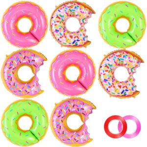 donut balloon party decoration, 8 pcs large doughnut foil mylar balloons, candy sprinkle balloons for donut themed birthday party donut grow up party baby shower