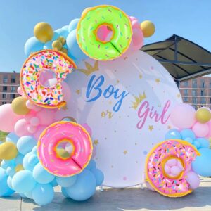 Donut Balloon Party Decoration, 8 Pcs Large Doughnut Foil Mylar Balloons, Candy Sprinkle Balloons for Donut Themed Birthday Party Donut Grow up Party Baby Shower